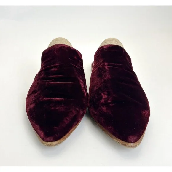 Madewell Gemma Velvet Mule Womens 9 Burgundy Slip On Flats Pointed Toe Slides - Picture 1 of 6